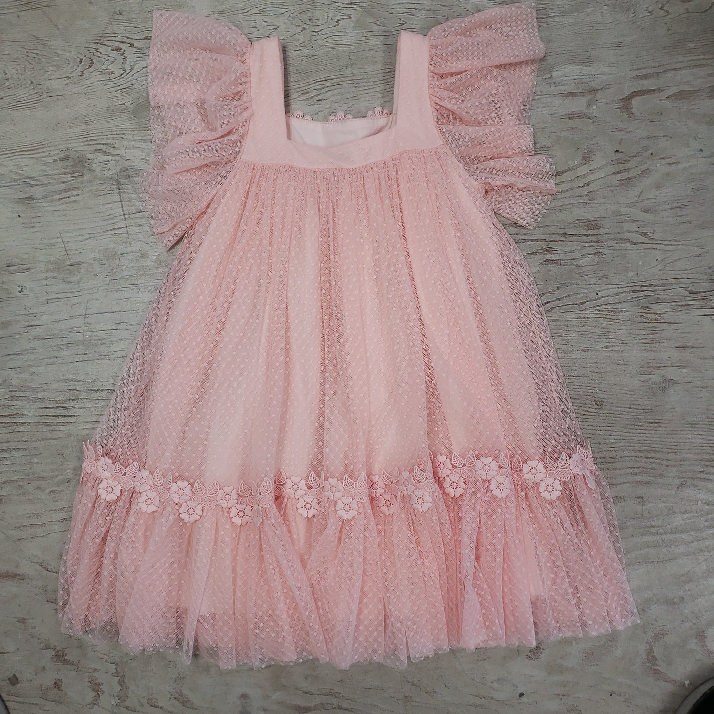 Peach lace dress by Abel & Lula